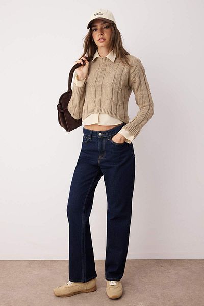 Trendyol Collection Къс трикотажен пуловер от норка с гарнитура TWOAW26KZ00047