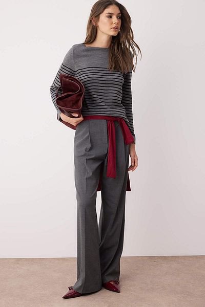 Trendyol Collection Anthracite Basic Striped Knitwear Sweater Twoaw23Kz01846