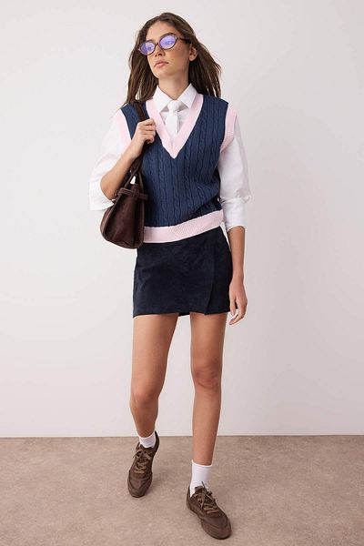 Trendyol Collection Indigo Crop Hair Knit Sweater Twoaw22Bz0060