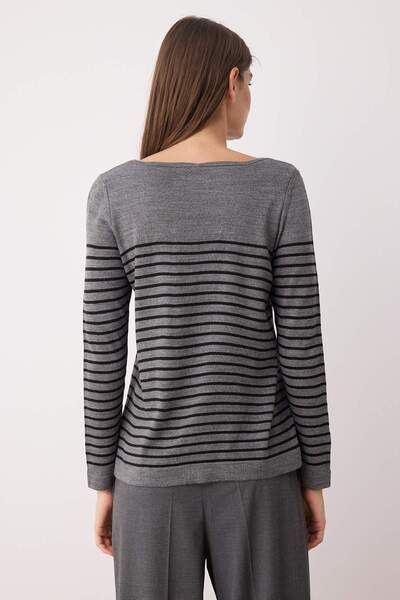 Trendyol Collection Pulover de tricotaj cu dungi de bază antracit TWOAW23KZ01846