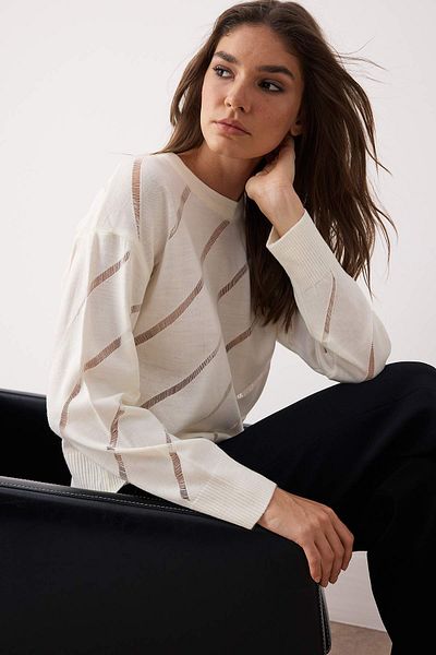 Trendyol Collection Ecru Openwork/Perforated Knitwear Sweater Twoaw24Kz00157