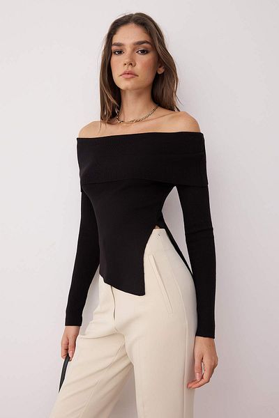 Trendyol Collection Negru Premium Yarn/Finețe speciale Carmen Guler Tricoturi Pulover TWOAW26KZ00064