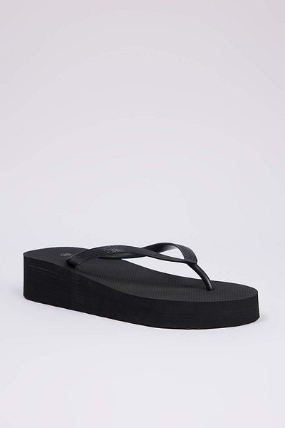 TRENDYOL SHOES Black Women's Flip Flops Wedge Heel Wedge Women's Pilage Slippers Takss25Te00062