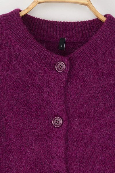 Trendyol Collection Fuchsia More Sustainable Alpaca Wool Blended Premium/Special Yarn Knitwear Cardigan Twoaw26Hi00000