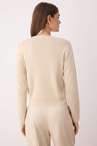 Trendyol Collection Wardrobe Essentials Beige Button Detailed Cotton Basic Knitwear Cardigan |   Twoaw26Hi000010