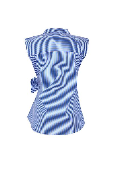 Trendyol Collection Μπλε ριγέ μπλούζα με διπλό στήθος με λεπτομέρεια υφασμένη μπλούζα TWOSS25BZ00581