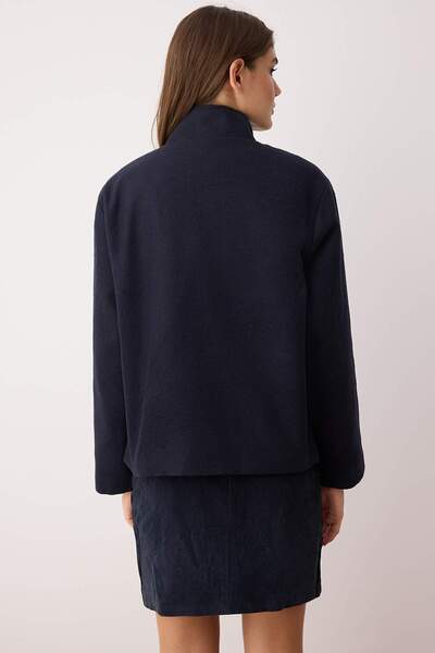 Trendyol Collection Trendyolmilla Wardrobe Essentials Lacivert Oversize-Blazer-Kaschmir-Bomber-Dünner-Jacke TWOAW26MO00128