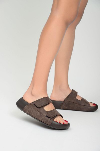 Qramed Orthopedix Double Striped Velcro Unisex Sports Slippers Qr25151