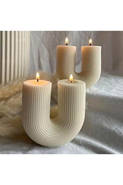 SCA CANDLE Dekoratif Mum U model kırık Beyaz Renk tekli ürün 12x11 Cm Modern ...