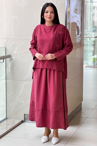 Ceremony Cross Strap Pasion Skirt Suit with Button Detail