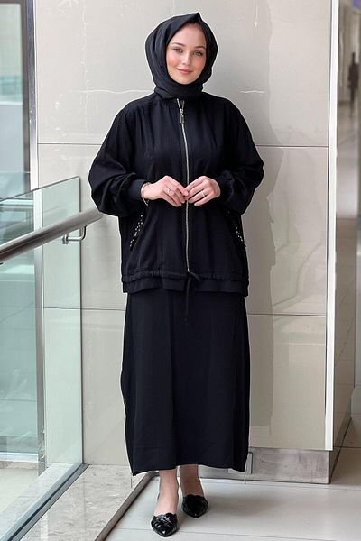 Nurcan Çetin Pocket Staple Deatyl Cap Skirt Zipper Detailed Suit