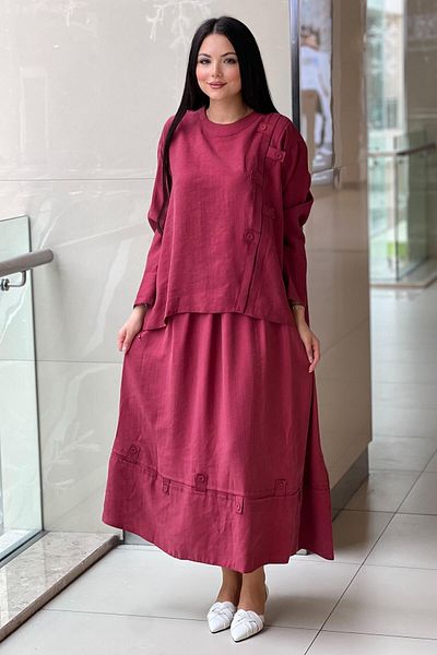 Ceremony Cross Strap Pasion Skirt Suit with Button Detail