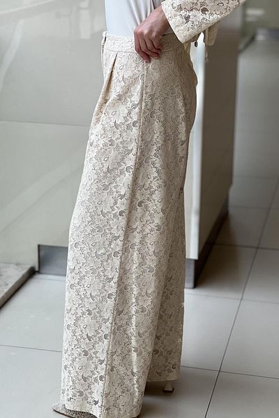 MİANOTTE Mianotte Lined Wide Leg Guipure Pantalon