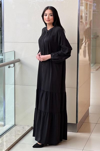 Nurcan Çetin Judge Collar Raglan Sleeve Half Button Dress
