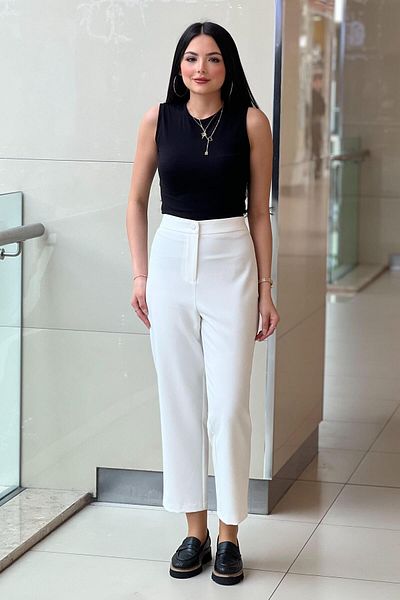 sentez giyim Synthesis One Button Pants with Elastic Back