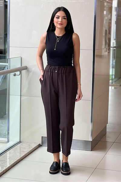 sentez giyim Synthesis Elastic Waist Thin Double Leg Pants