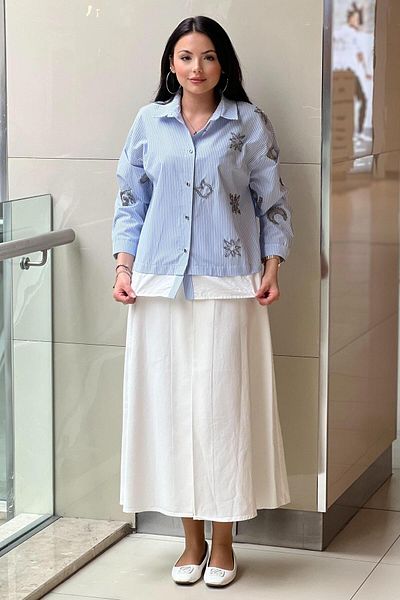 Ghisa Striped Shirt Skirt Set