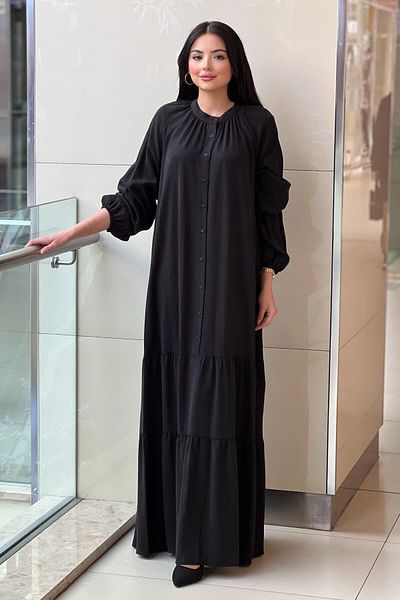 Nurcan Çetin Judge Collar Raglan Sleeve Half Button Dress