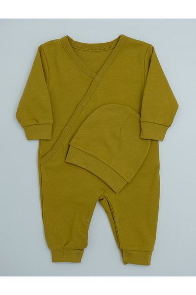 Minimus Collar Double-breasted Buttoned Jumpsuit Set with Hat