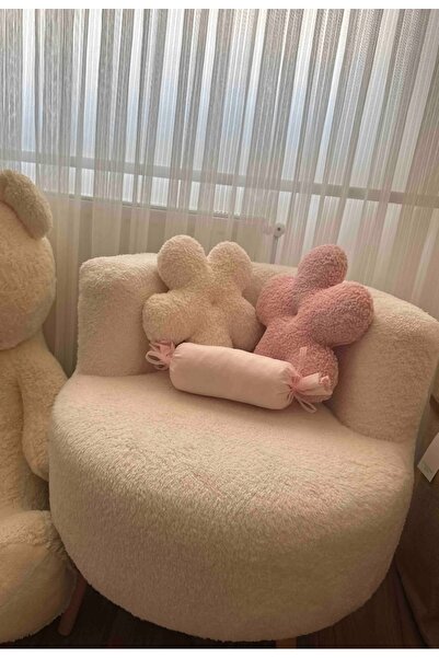 Tuna Tasarım Teddy 2 Li Çiçek Yastık 30*30 Cm Pembe Beyaz