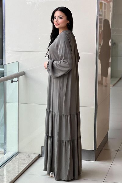 Nurcan Çetin Judge Collar Raglan Sleeve Half Button Dress