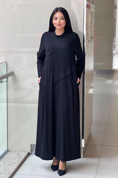 Nuss Bürümcük Fabric Detailed Full Length Dress