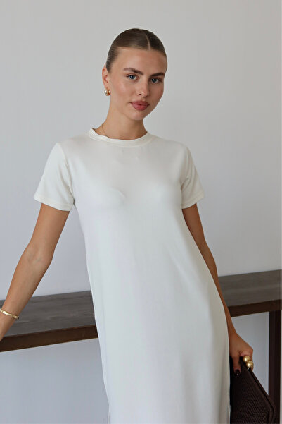 Balenbi Γυναικείο υφασμάτινο φόρεμα με μισό μανίκι κάτω από το γόνατο 1100