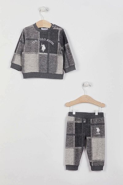U.S. Polo Assn. U.S Polo Baby Boy Long Sleeve 2 Piece Set - Gray Melange