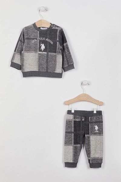 U.S. Polo Assn. U.S Polo Baby Boy Long Sleeve 2 Piece Set - Gray Melange