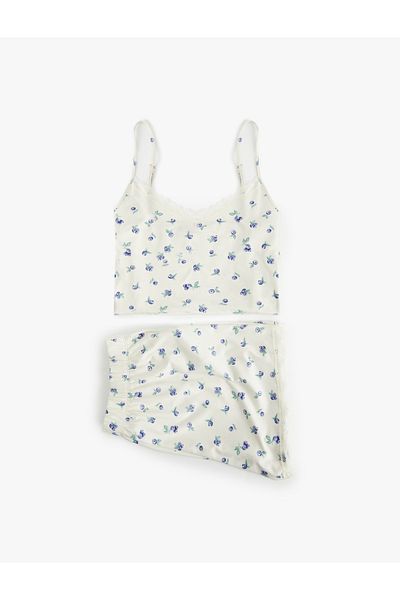 Koton Set de pijamale cu dantelă cu decolteu în V și pantaloni scurți