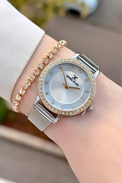 Daniel Klein Altın Metalik Renk 2 Yıl Garantili Kadın Kol Saati ve Bileklik