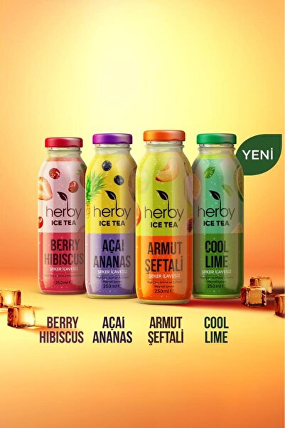 Herby Ice Tea Soğuk Çay Şeker İlavesiz Karışık Deneme Paketi 250 ml x 12