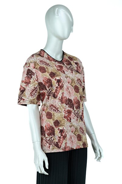 Oppland Жіноча блуза з пастельним візерунком, легка, з V-подібним вирізом, ко...