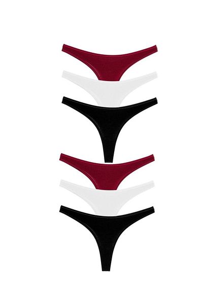 Perita.Life Women's Black Cotton Classic String, Thong (Set of 6)