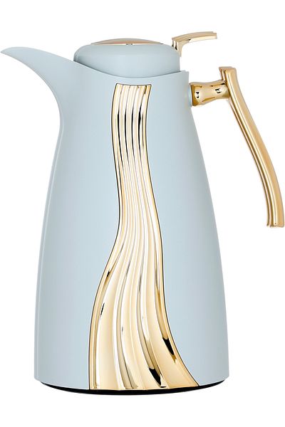 Alsaif Gallery Karma Thermos Set, Light Gray And Gold, 1 Liter, Two Pieces