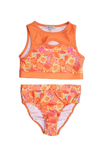 Ozmoz By Mukadder Özden +50 Uv Protection Orange Girl's Crop Bikini