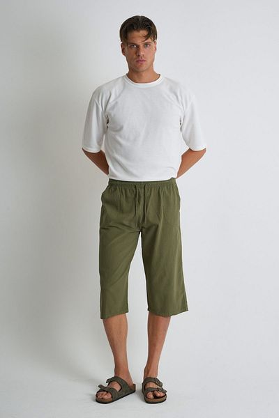 Dechers Men's Large Size 100% Cotton Linen Look Capri E203