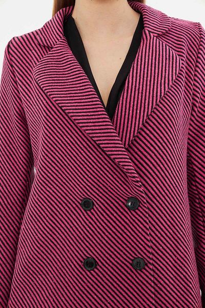 armonika Women's Fuchsia Stripe Patterned Four-Button Stash Jacket ARM-24K001037