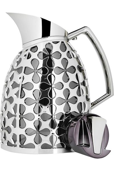 Alsaif Gallery Andalusia Glass Thermos Set, 0.75.1 Liter - Black And Silver