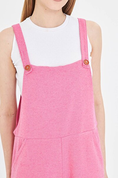 armonika Women's Fuchsia Pocket Wide Leg Gardener Overalls Arm-25Y 001043