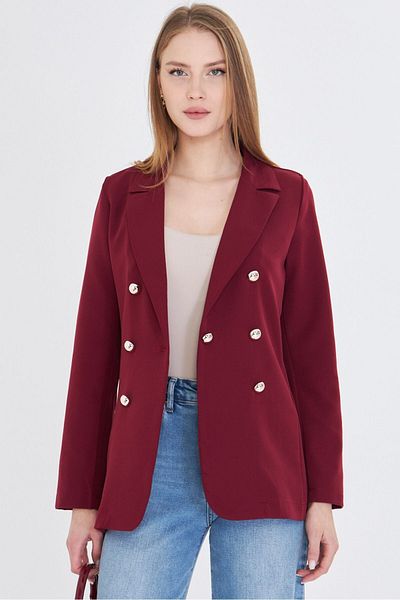 armonika Jachetă de damă bordeaux cu nasturi ARM-20K001151