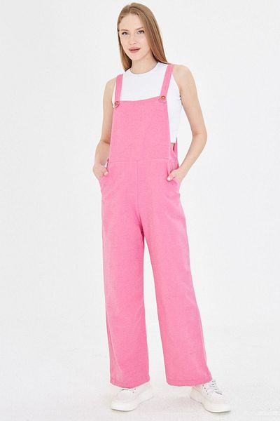 armonika Women's Fuchsia Pocket Wide Leg Gardener Overalls Arm-25Y 001043