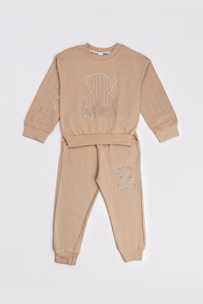 ZİMBOO Kız Çocuk Ayı Taş Baskılı 2'li Kız Takım