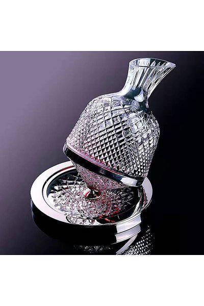 JETTING Silver High Grade Crystal Glass 360 Rotating Decanter Tumbler 1500ml Decanter Wine Dispenser Aerator
