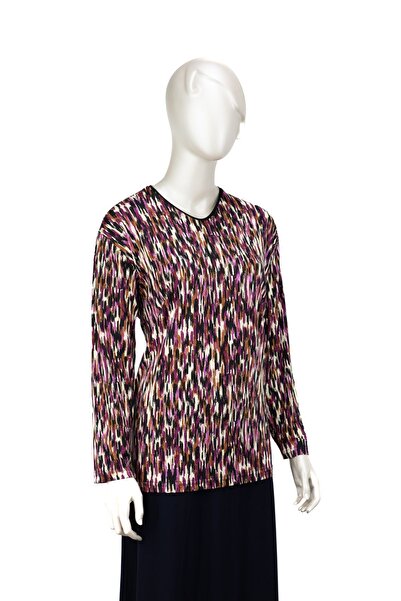 Oppland بلوزة الأم النسائية من قماش الفسكوز الممشط بنمط زنبق اللوتس وأكمام طو...