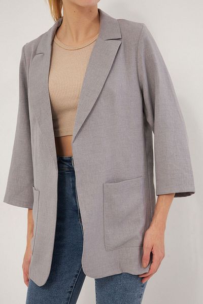 armonika Γυναικείο Γκρι Τσέπη Oversize Μπουφάν ARM-24Y 001115