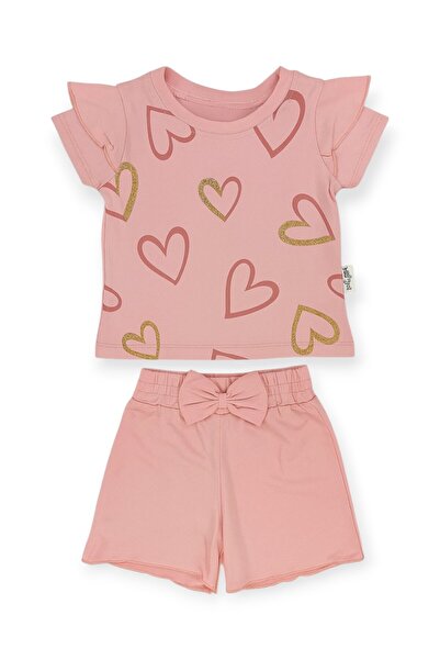 ZİMBOO Baby Girl Set Sequin Heart Printed 2-Piece Set