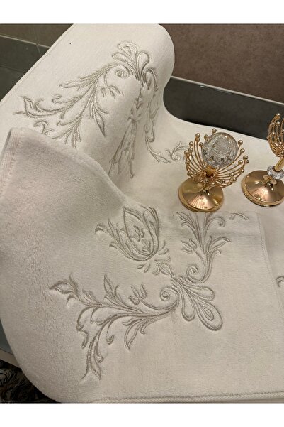 incisecrethome Σετ χαλιών & πατάκια από 100% βαμβάκι με κέντημα – ΑΝΤΙΓΛΙΔΙΚΗ ΒΑΣΗ ΑΣΗΜΕΝΙΟ ΚΕΝΤΗΜΕΝΟ 2 ΤΕΜΑΧΙΑ