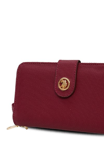 U.S. Polo Assn. Дамска чанта клъч в цвят бордо и червено Usc25743