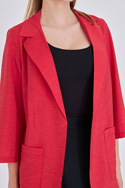 armonika Women's Red Pocket Oversize Jacket Arm-25Y001064